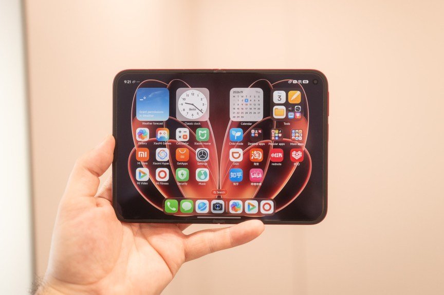 Image of an open foldable phone
