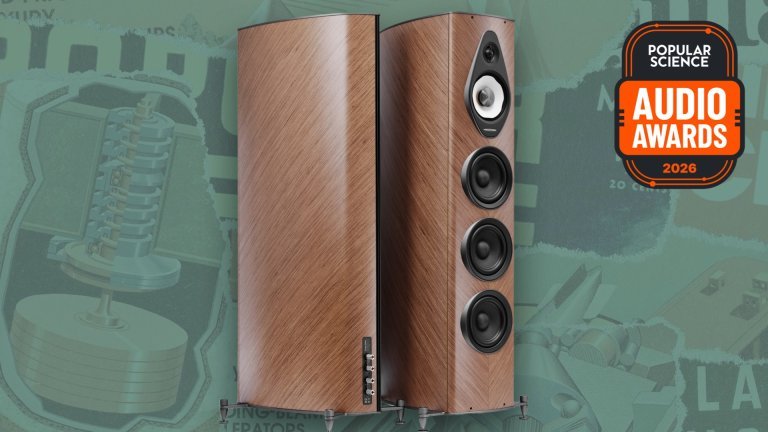 Pair of Sonus Faber Olympica V G3 floorstanding speakers in curved walnut wood