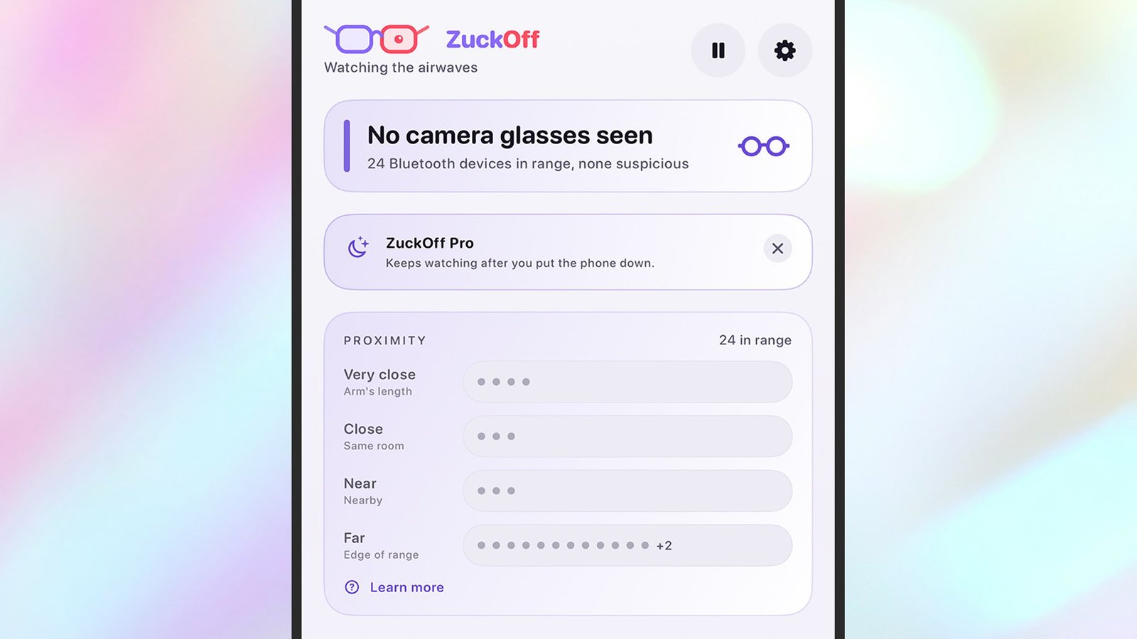A screenshot of the ZuckOff app