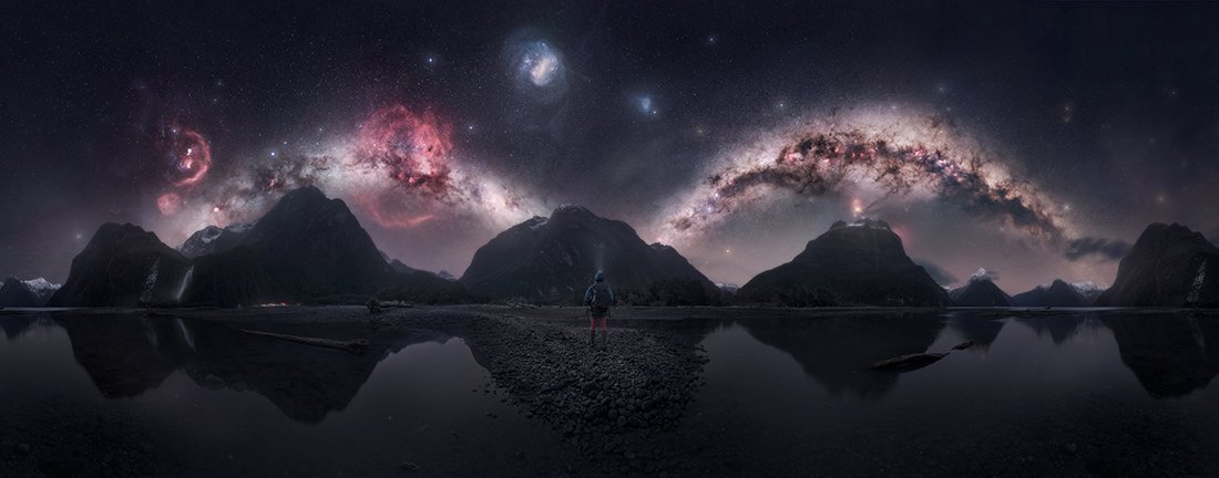 milky way over mountains