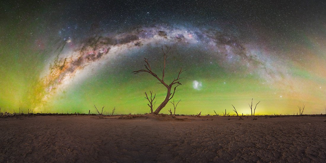 milky way over desert