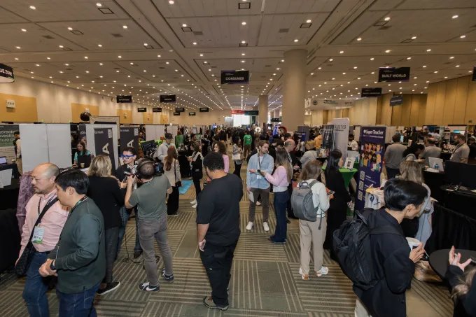 The expo hall at TechCrunch's 2025 Disrupt event