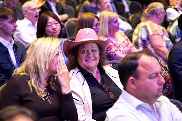 Gina Rinehart attended a conservative political conference in London earlier this year where Pauline Hanson was a keynote speaker.