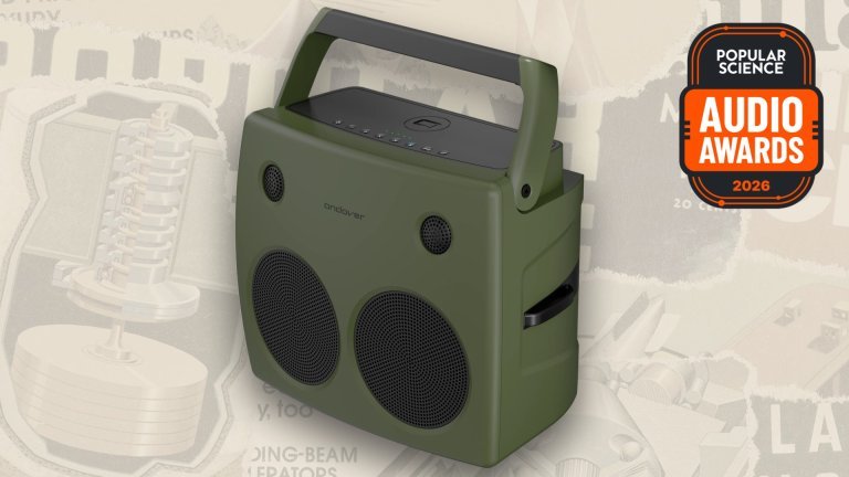 Andover Audio FreePlay portable Bluetooth speaker in olive green with a carry handle