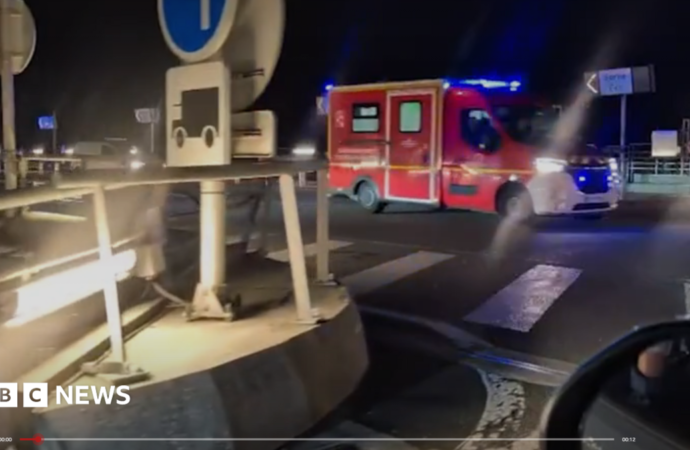 Bus hits train stopped on French side of Channel Tunnel, with 19 injured