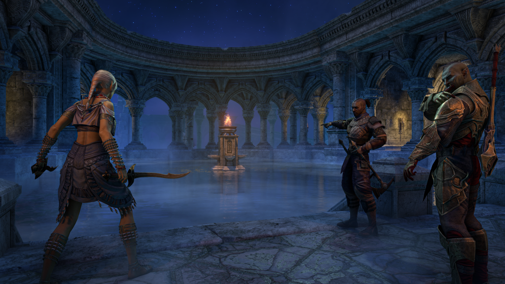 Sages vault with a player and NPCs looking at a treasure vault of some kind.
