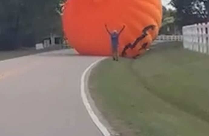 Good grief, Charlie Brown! Giant inflatable pumpkin takes pre-Halloween flight