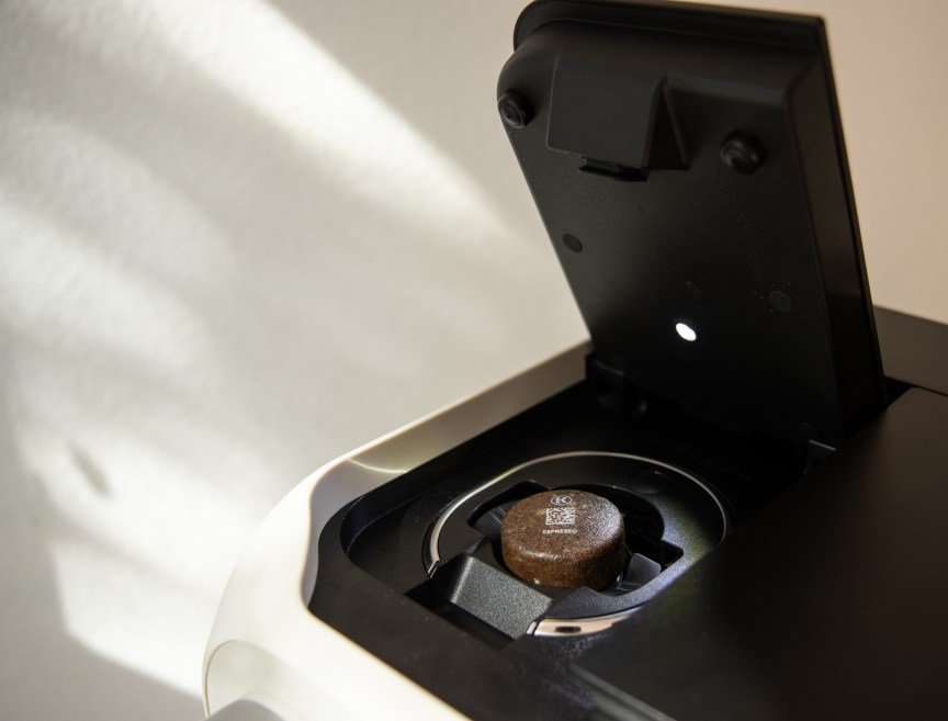 keurig alta round placed in coffee maker