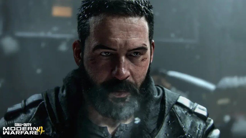 Captain John Price looks sternly at the camera.