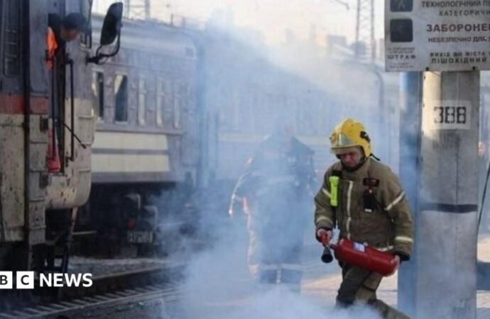 Russian drone attack on Ukrainian train station kills at least 14, officials say