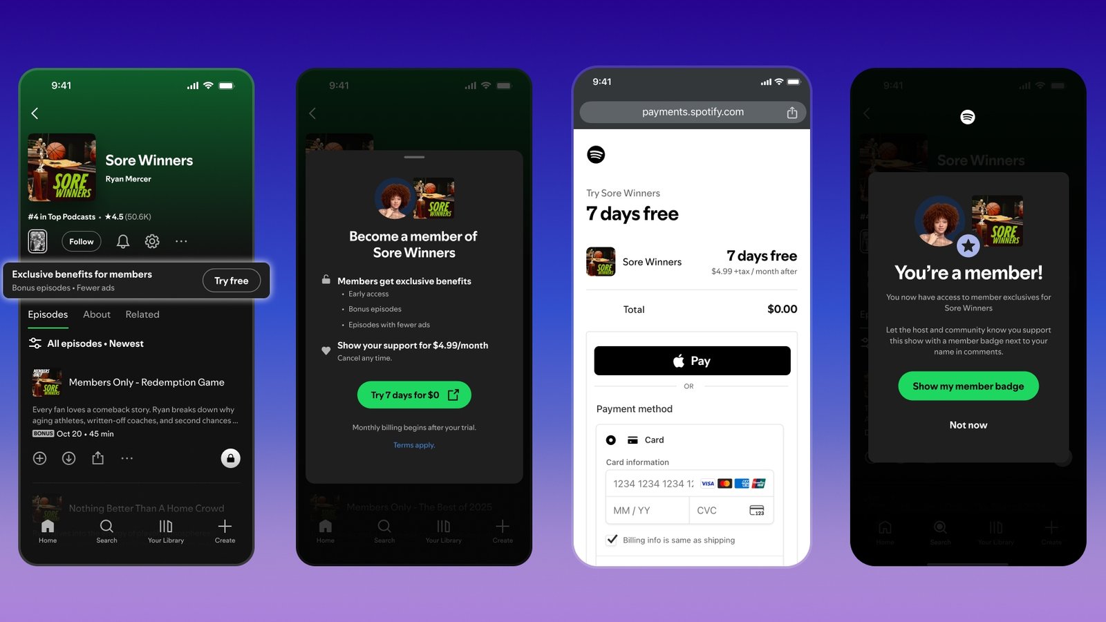 Image showing Spotify Memberships process