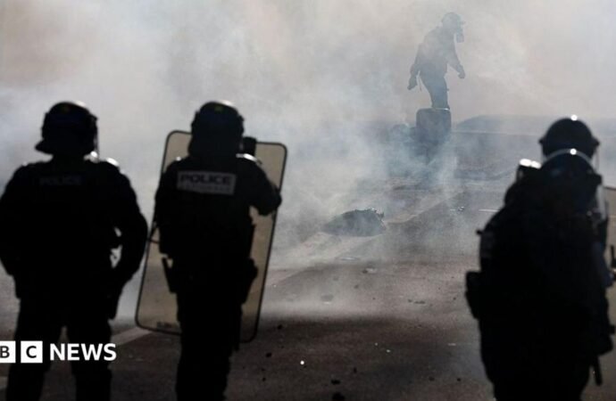Teenager’s hand blown off during confrontation between France school protesters and riot police