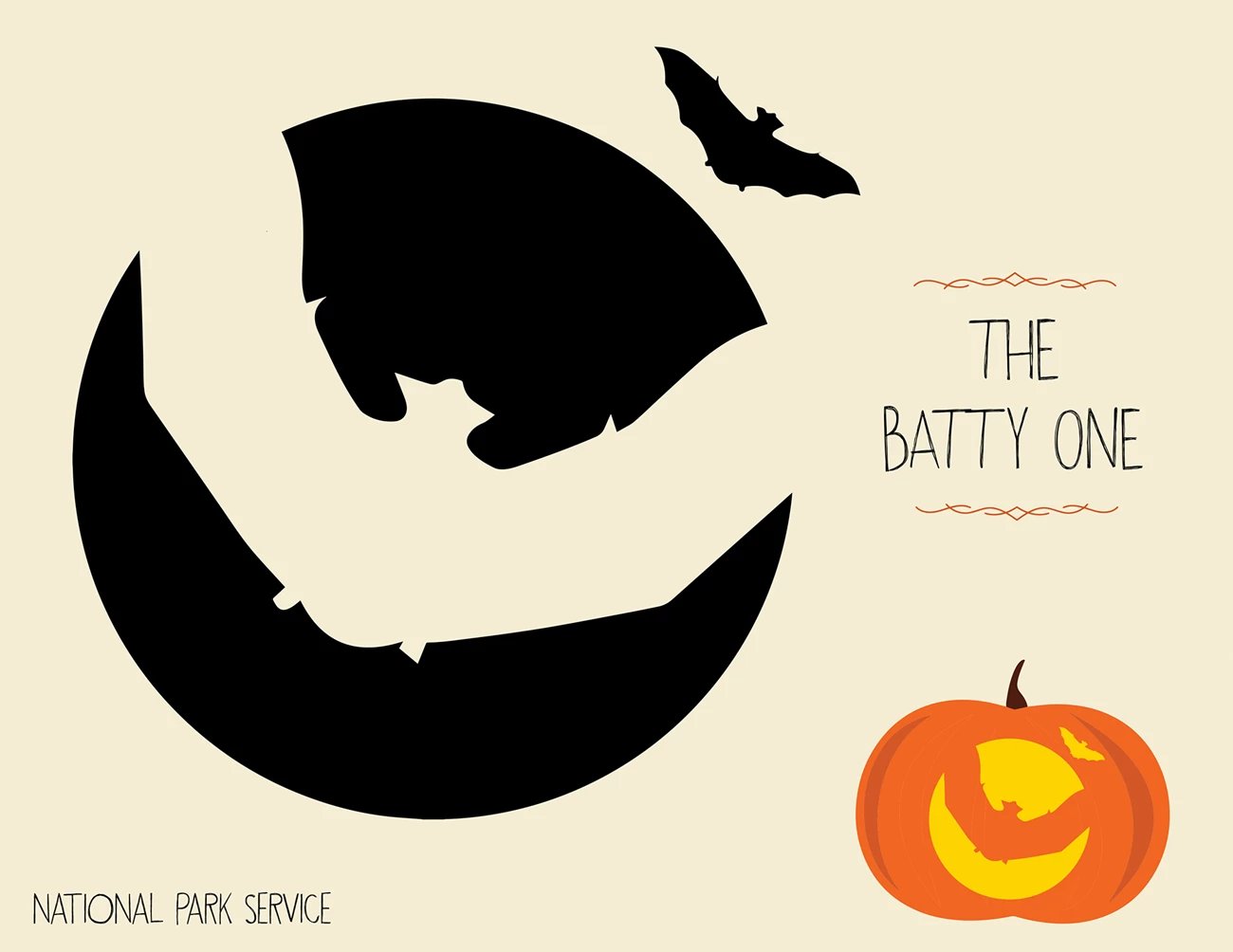 a pumpkin carving pattern of a bat