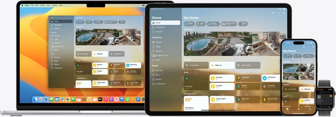 The Apple Home app works across Apple devices.