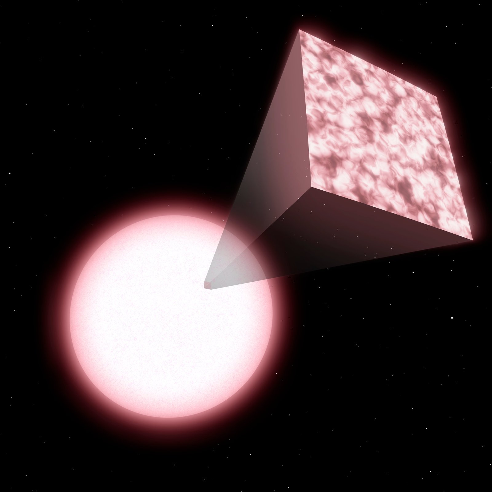 Enriched from below: The cool white dwarf WDJ0902+2010 has a deep convection zone within its helium dominated outer envelope. The convection zone has reached the white dwarf core, lifting interior carbon to the surface, and forming carbon molecules. These C2 molecules strongly absorb light across the optical range, including blue, green, and yellow wavelengths, resulting in WDJ0902+2010 appearing pink to the human eye. Image: Mark A. Garlick/University of Warwick.
