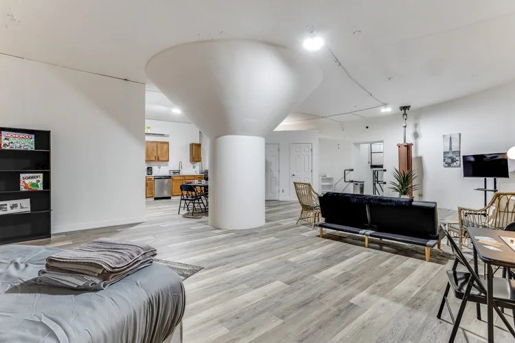 The loft style interior is built around the control’s center’s missive support column. Image: North Star Missile Silo